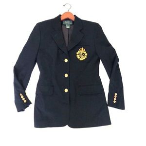 Ralph Lauren Blue Wool Gold Crown Patch